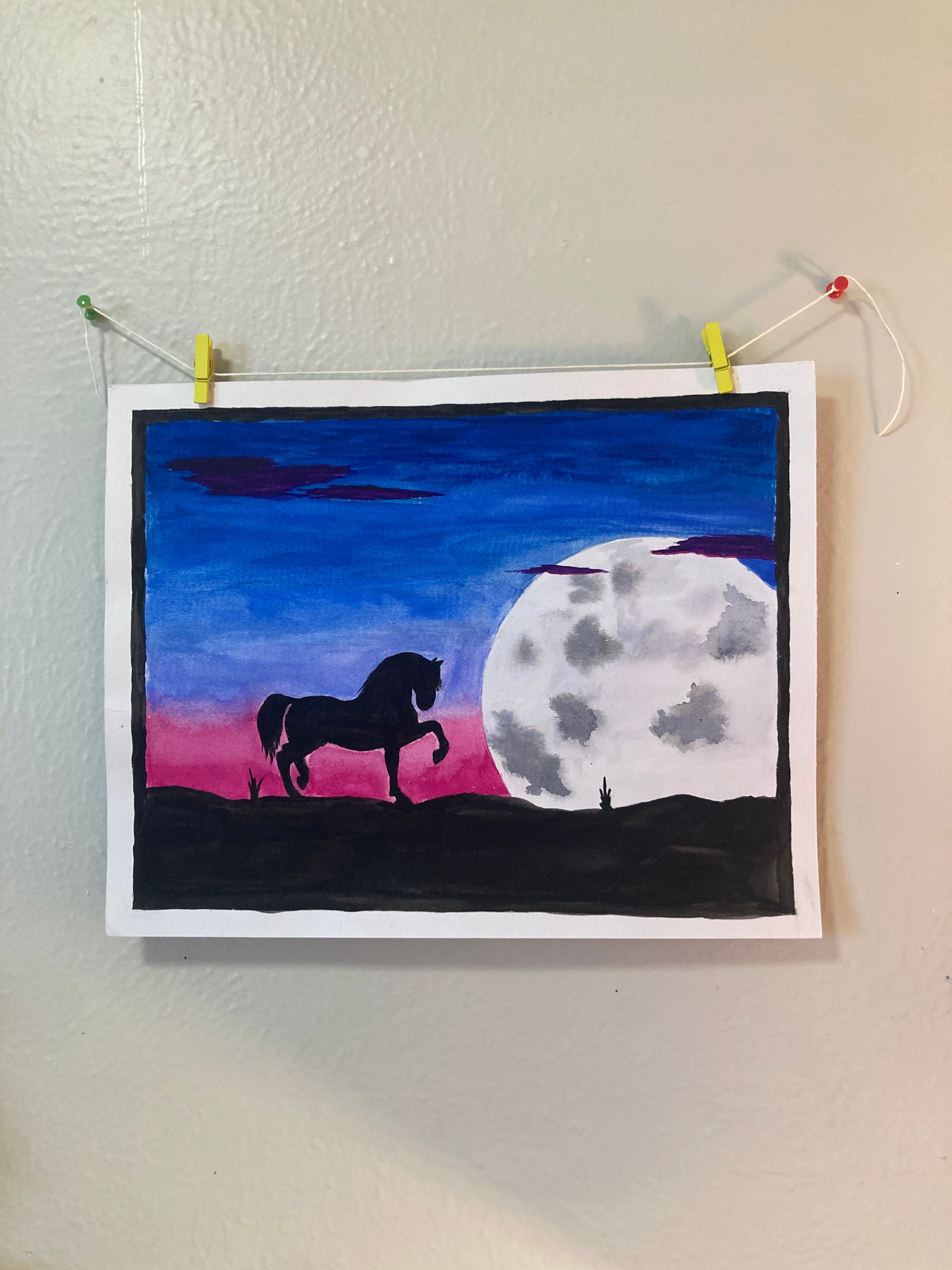 Horse & Moon Watercolor